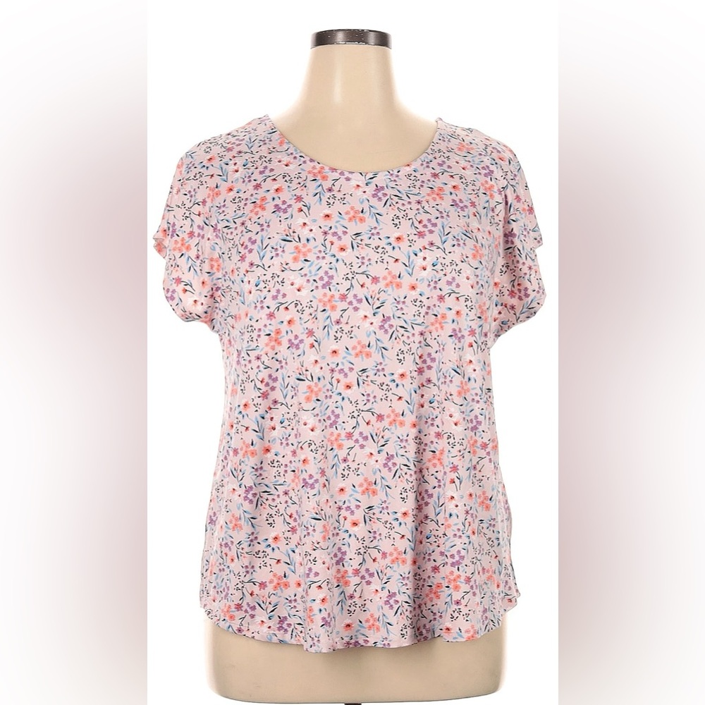 Molly & Isadora Floral Pink Top 3X